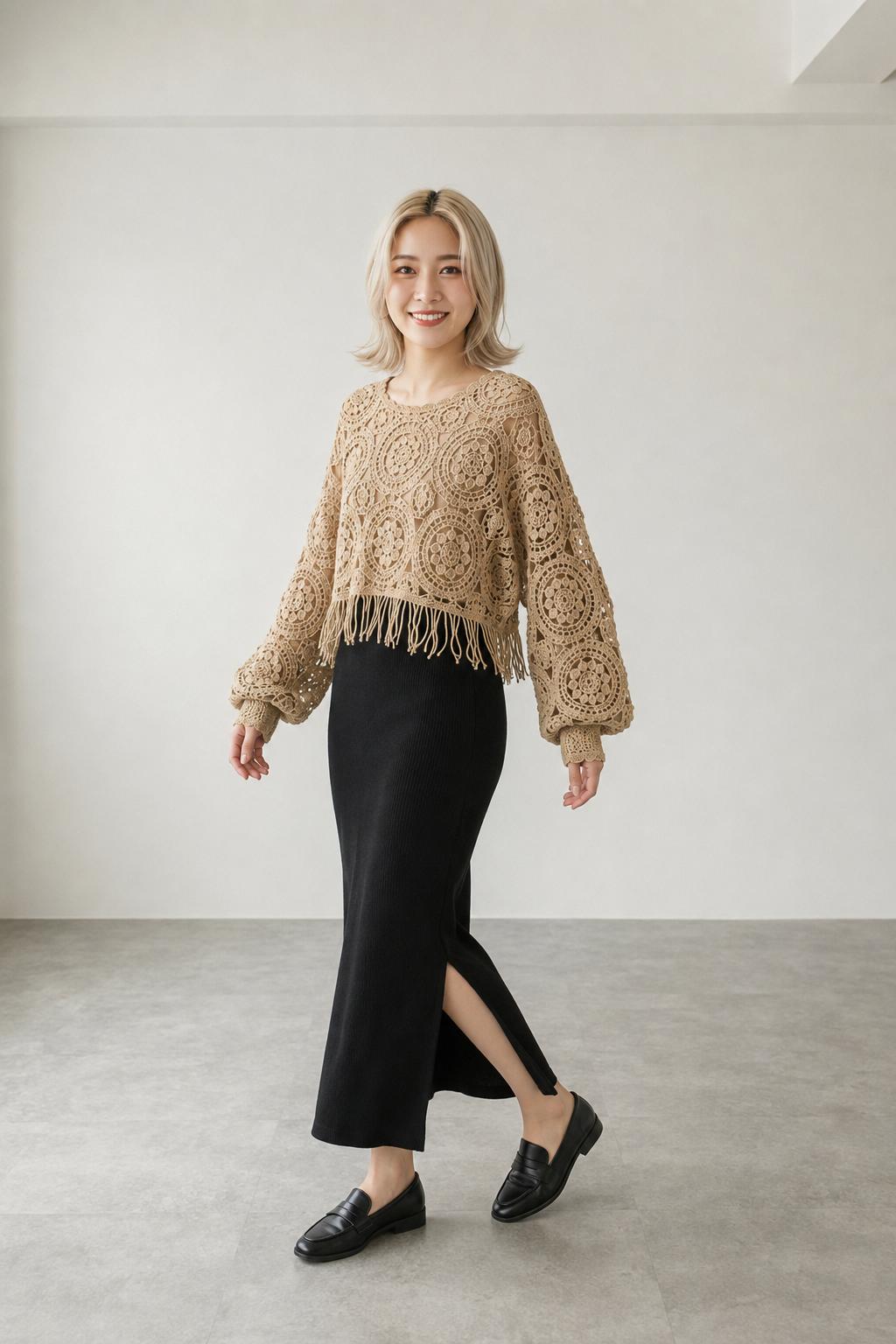 Knit/クロシェ編みレーストップス