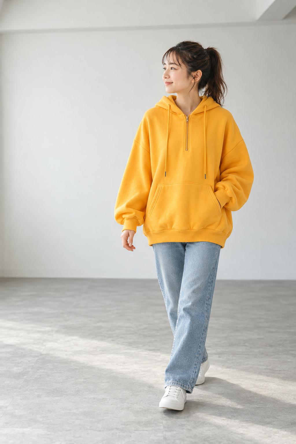 Parka/ハーフジップ裏起毛パーカー