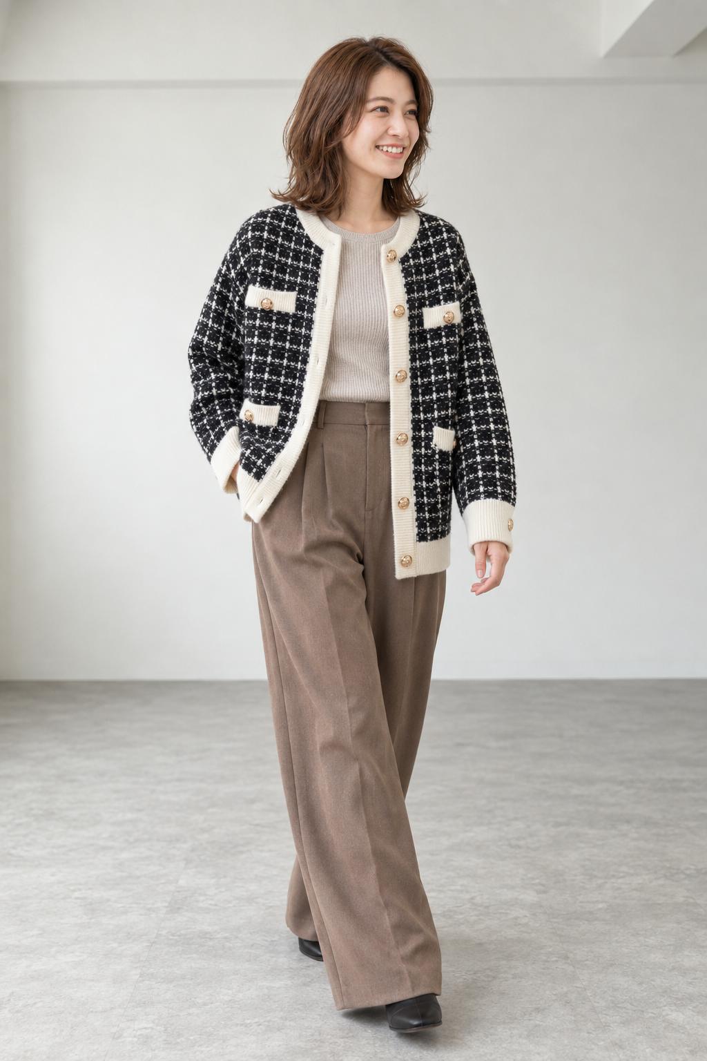 Tops/クラシカルツイード風カーディガン