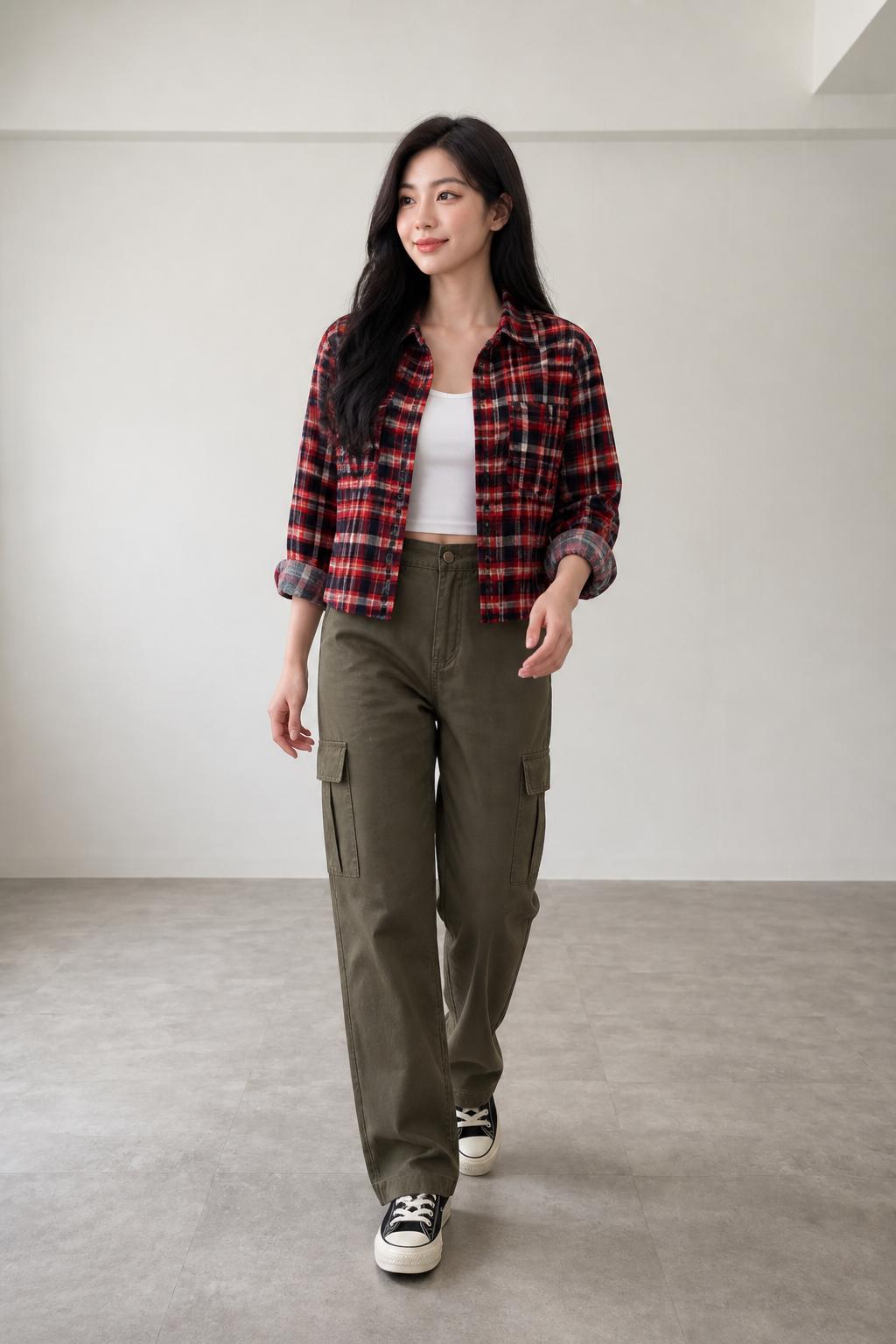 Shirts/クロップドチェックシャツ