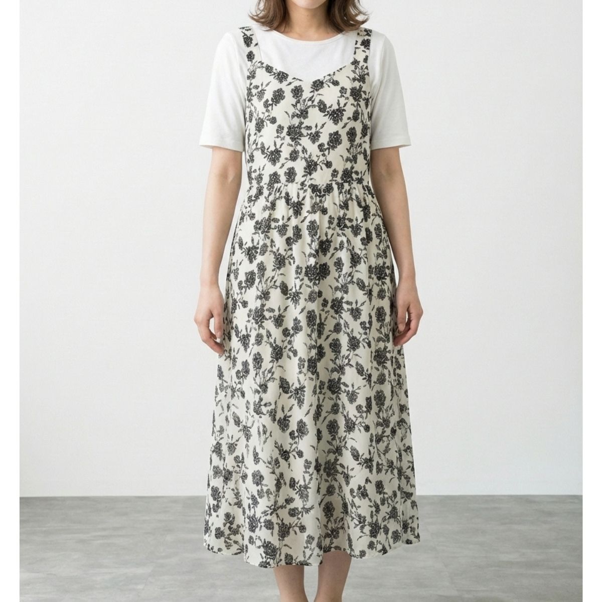 Dress/花柄フェイクレイヤードワンピース ST/No.22370