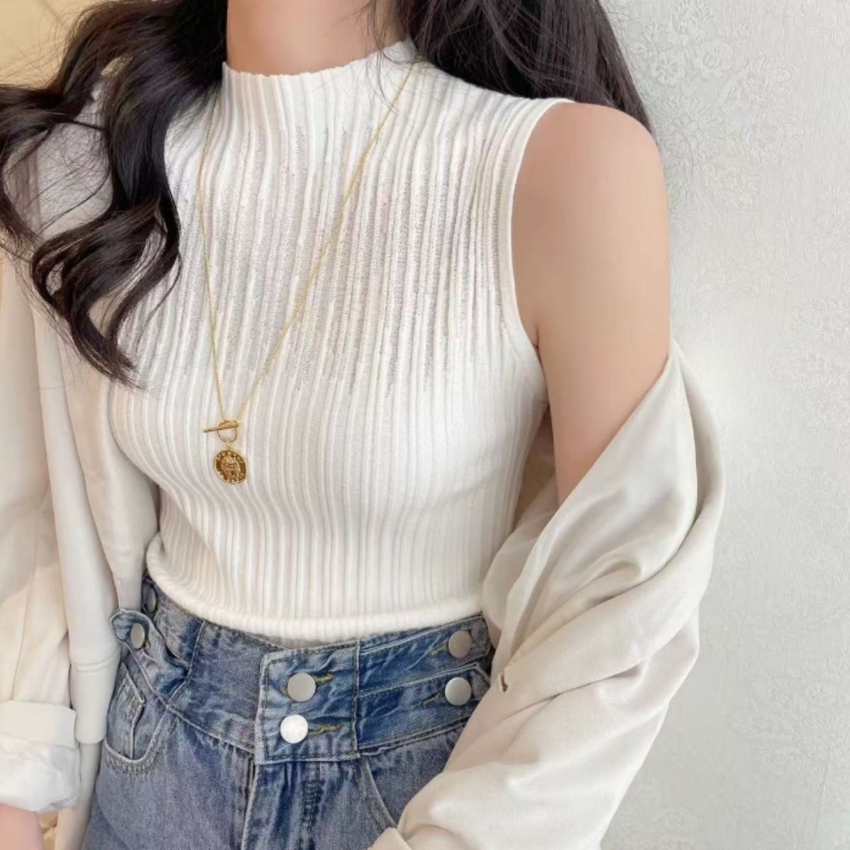 Tops/ノースリーブリブニットトップス ST/No.22394