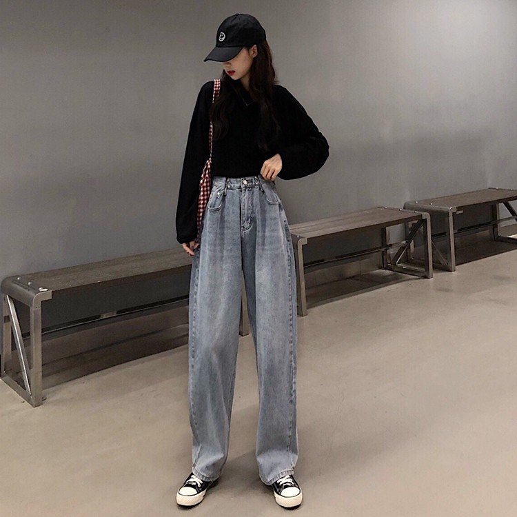 ワイドパンツ デニム ハイウエスト サックス レディース コーデ