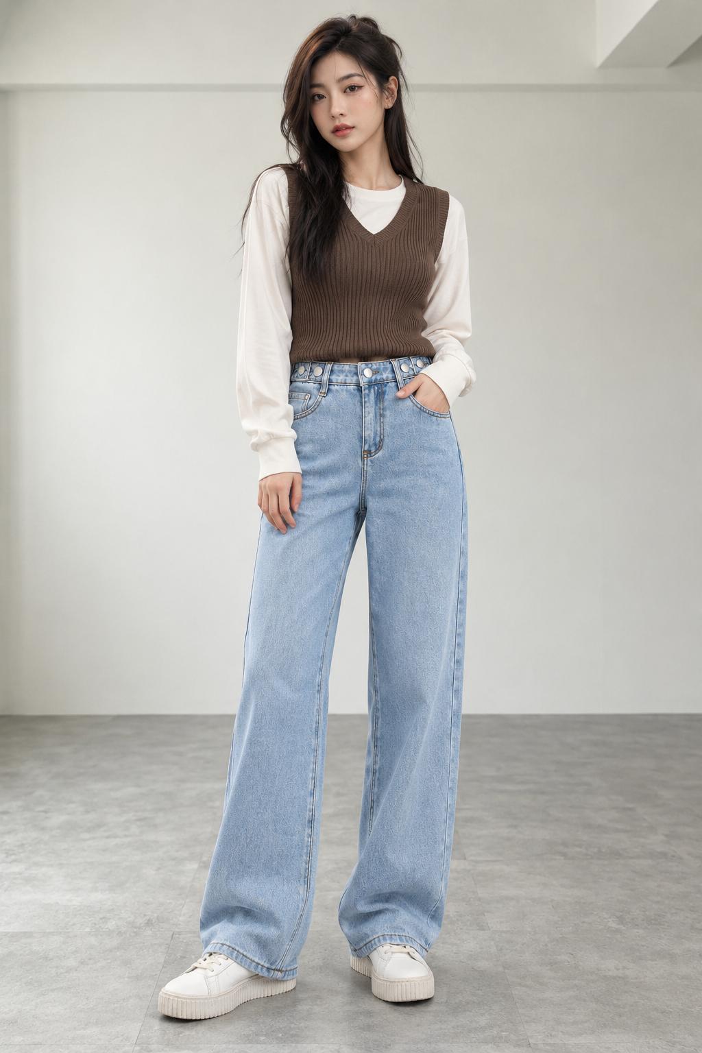 裏シャギー デニムワイドパンツ レディース ハイウエスト 裏起毛 ストレート
