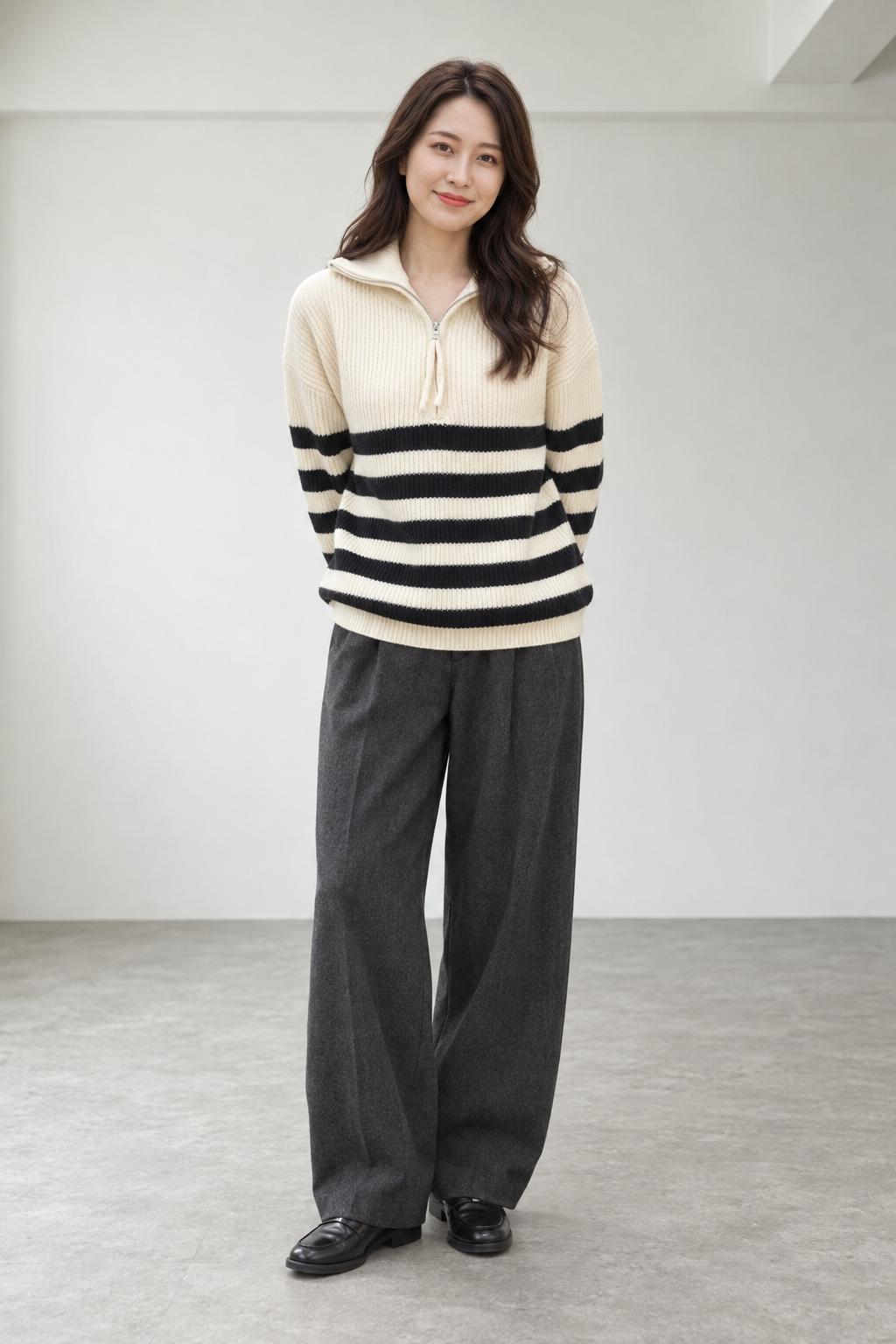 Knit/ハーフジップハイネックＢＤニット